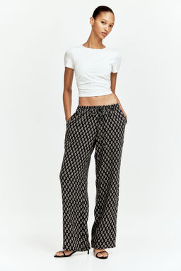 H&M - Women Grey Straight Drawstring Trousers