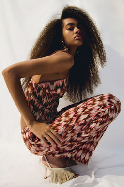 H&M - Women Pink Straight Drawstring Trousers