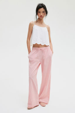 H&M - Women Red Seersucker Drawstring Trousers