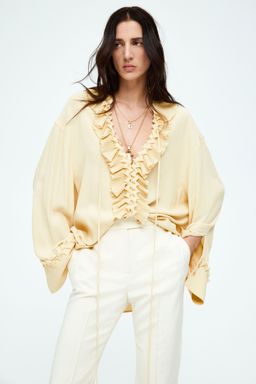 H&M - Women White Fla Crease-Leg Trousers