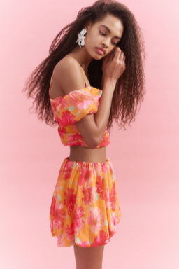 H&M - Women Orange Bubble-Hem Mini Skirt