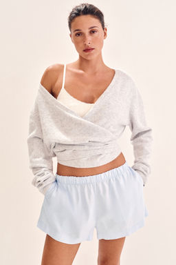 H&M - Women Blue Linen-Blend Shorts