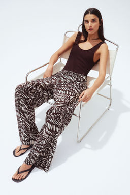 H&M - Women Brown Cotton Drawstring Trousers
