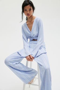 H&M - Women Blue Lace Jersey Trousers