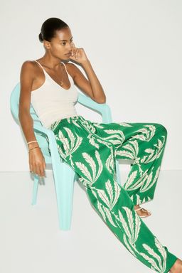 H&M - Women Green Drawstring Twill Trousers