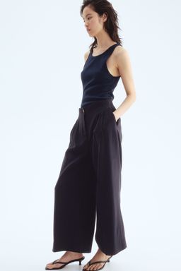 H&M - Women Blue Wide Ankle-Length Trousers