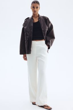 H&M - Women White Wide Twill Trousers