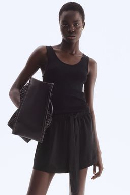 H&M - Women Black Twill Drawstring Shorts