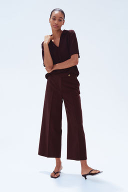 H&M - Women Brown Tailo Linen-Blend Trousers