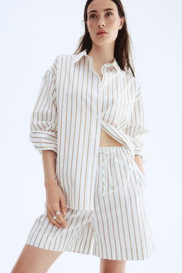 H&M - Women White Cotton Drawstring Shorts