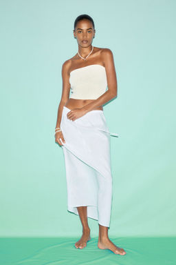 H&M - Women White Linen-Blend Skirt