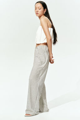 H&M - Women White Straight Drawstring Trousers