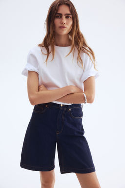 H&M - Women Blue Denim Bermuda Shorts