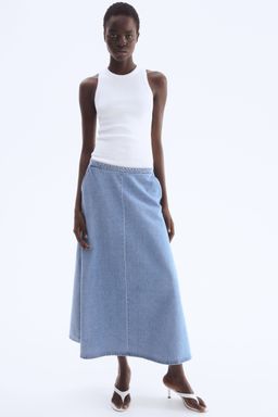 H&M - Women Blue Denim Midi Skirt