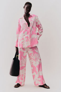 H&M - Women Pink Loose-Fit Drawstring Trousers