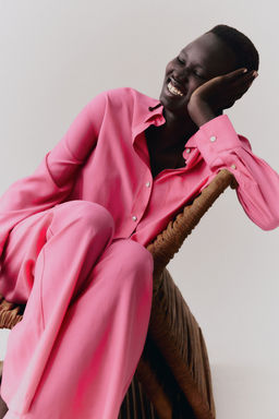 H&M - Women Pink Loose-Fit Drawstring Trousers