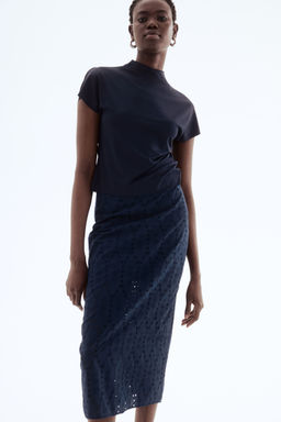 H&M - Women Blue Broderie Anglaise Pencil Skirt