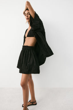 H&M - Women Black Frayed Paper Bag Shorts