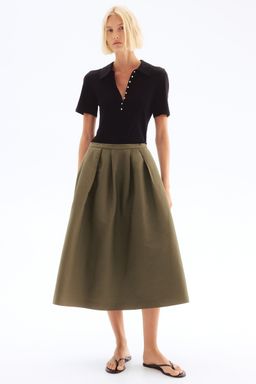 H&M - Women Green A-Line Midi Skirt