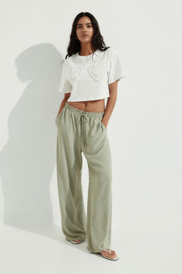 H&M - Women Green Plumeti Drawstring Trousers