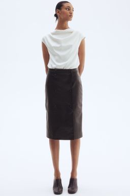 H&M - Women Brown Coated Wrap Skirt