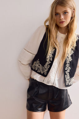 H&M - Women Black Coated Shorts