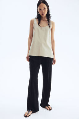 H&M - Women Black Straight Crease-Leg Trousers