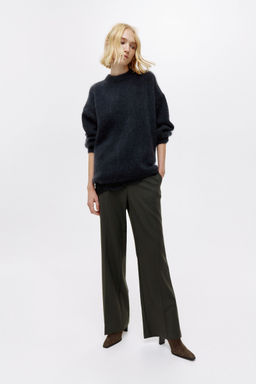 H&M - Women Green Straight Crease-Leg Trousers