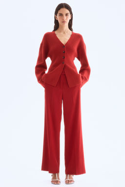 H&M - Women Red Straight Trousers