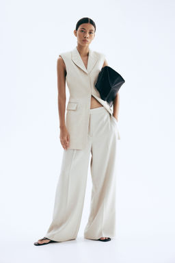 H&M - Women Beige Wide Tailo Trousers