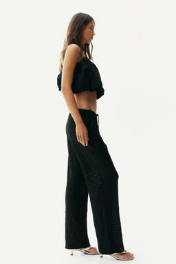 H&M - Women Black Lace-Look Drawstring Trousers