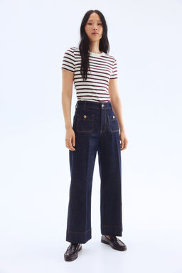 H&M - Women Blue Wide High Ankle Jeans