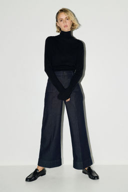 H&M - Women Blue Wide High Ankle Jeans