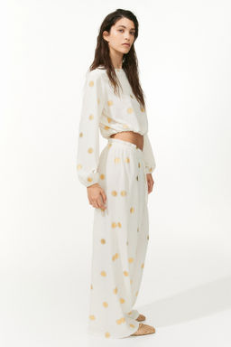 H&M - Women White Crinkled Jersey Drawstring Trousers