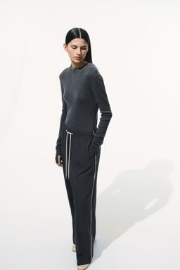 H&M - Women Grey Wide Twill Trousers