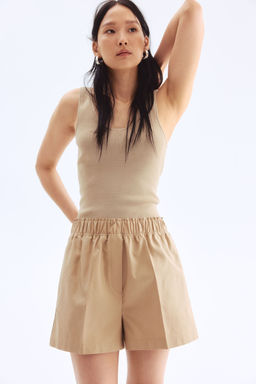 H&M - Women Beige Pima Cotton Shorts
