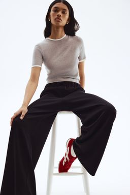 H&M - Women Black Wide Pull-On Trousers