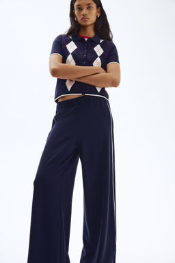 H&M - Women Blue Wide Pull-On Trousers