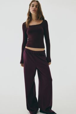 H&M - Women Pink Wide Pull-On Trousers