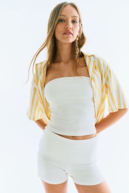 H&M - Women White 2-Piece Tube Top And Shorts Set