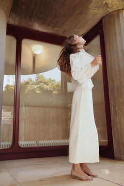 H&M - Women White Denim Midi Skirt