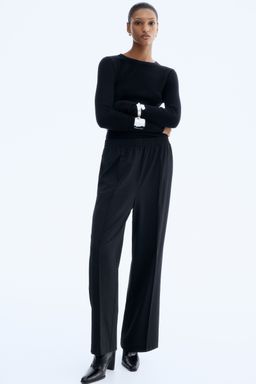 H&M - Women Black Crease-Leg Trousers