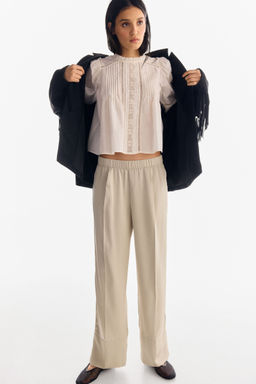 H&M - Women Beige Pull-On Trousers