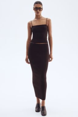 H&M - Women Brown Rib-Knit Skirt