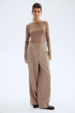 H&M - Women Beige Wide Tailo Trousers