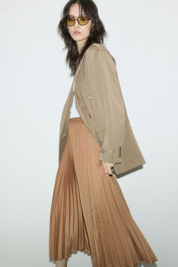 H&M - Women Brown Pleated Skirt