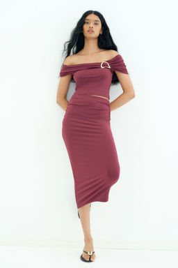 H&M - Women Red Draped Skirt