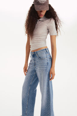 H&M - Women Blue Wide High Studded Jeans