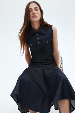 H&M - Women Blue Fla Denim Skirt