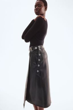 H&M - Women Black Coated Wrap Skirt